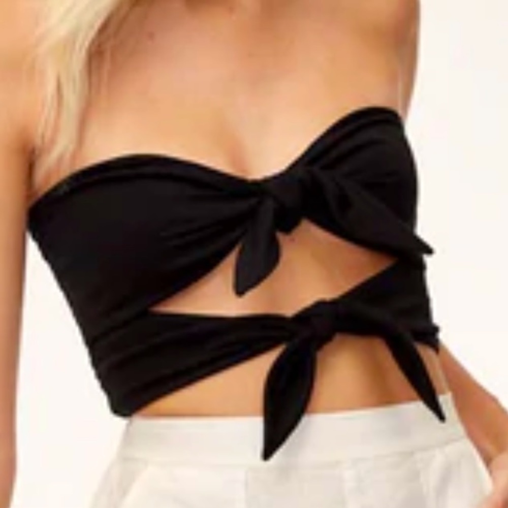 Aritzia Wilfred Daveny Tube Top Tie Front blouse sz M